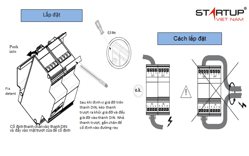 Cách lắp đặt thiết bị chống sét lan truyền đường tín hiệu 4 đôi dây Otowa SR-VTRS5